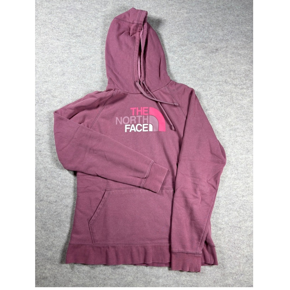 The North Face Womens Plum Purple Logo Pullover Hoodie Sweatshirt Size Large - Picture 2 of 5
